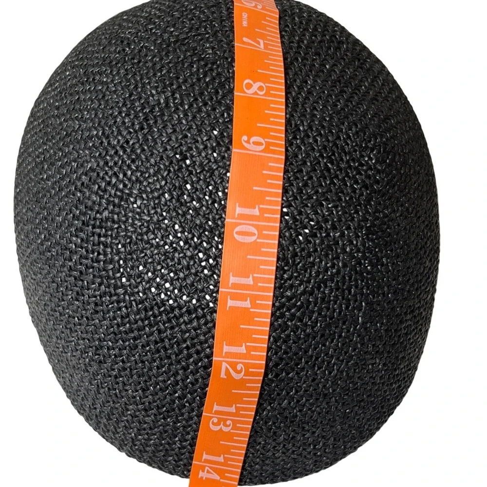 A. Adams & Spire Black Straw Flat Cap‎ Newsboy Driving Hat Lightweight Size L